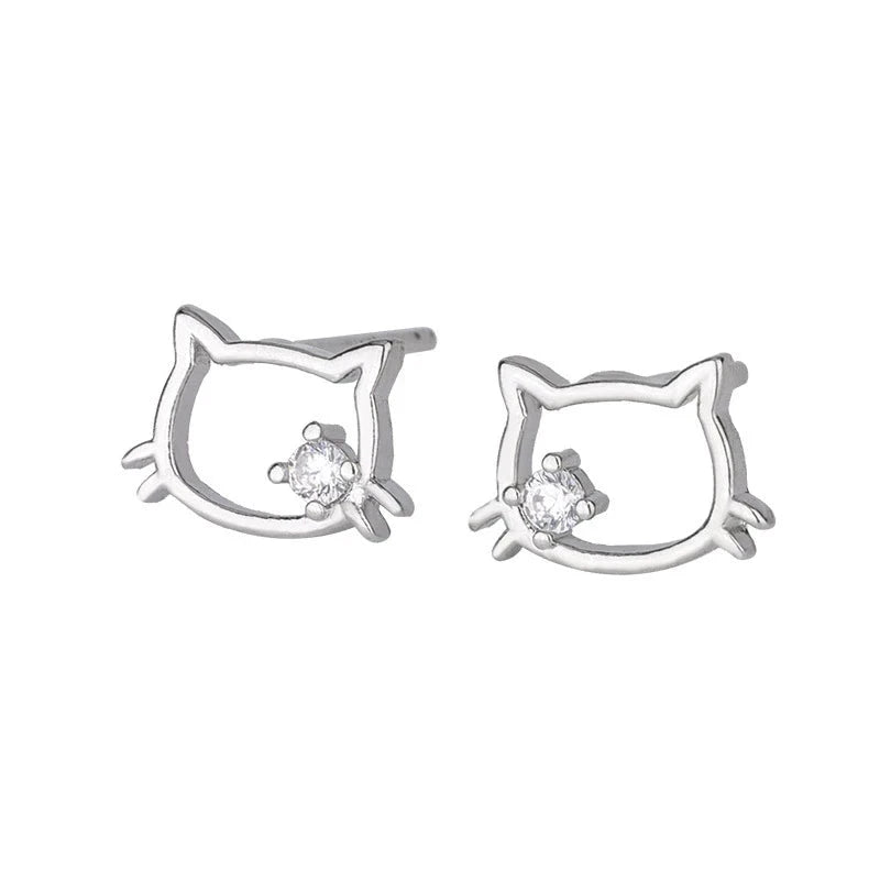 Uini Tail hot selling new 925 sterling silver fashionable cute hollow cat earrings simple temperament sweet girl accessories Good Vibrations