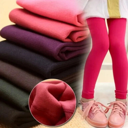 Plus Velvet Children Pants Winter Girls Leggings Warm Leggings For Kids Candy Colors Girls Trousers 3-9 Year Baby Leggins Good Vibrations