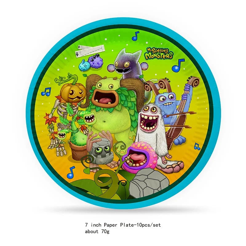 Game My Singing Monsters Birthday Party Decorations Kids Favor Gift Paper Cups Plates Baby Shower Disposable Tableware Supplies Good Vibrations