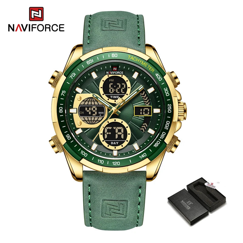 New NAVIFORCE Watches for Men Leather Mens Military Sport Waterproof Watch Quartz WristWatch Chronograph Male Clock Good Vibrations