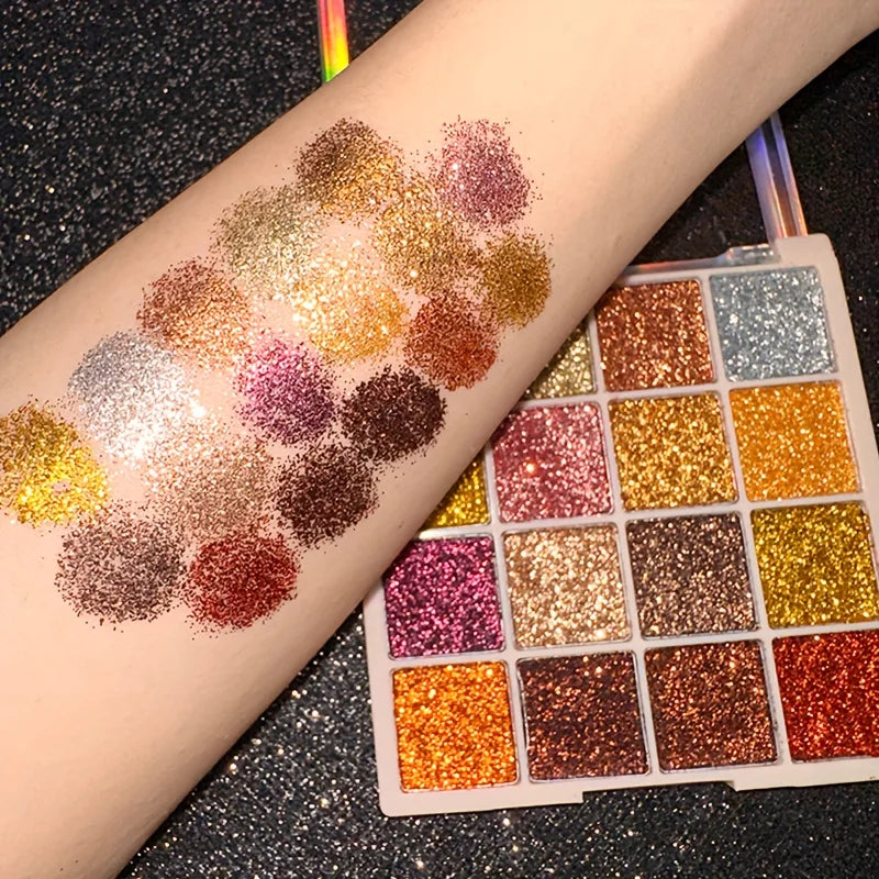 16-color Eyeshadow Palette Shiny Gold Pearly Matte Glitter Eyeshadow Matte Eye Shadow Long-lasting Eye Make Up Good Vibrations