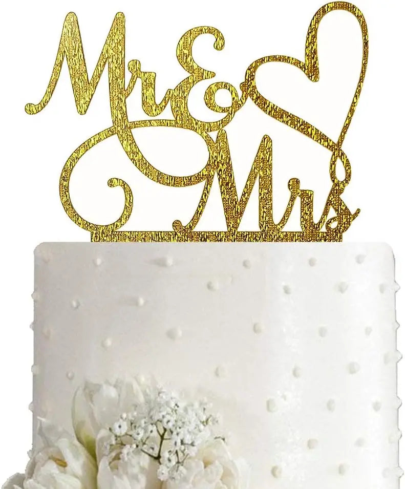 Mr and Mrs Cake Topper, Bride and Groom Sign Wedding/Engagement Cake Toppers Decoration Good Vibrations