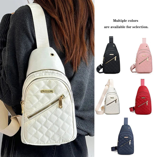Neutral style backpack for men and women, with multiple color slanted fabric and nylon material. Suitable for travel. Good Vibrations