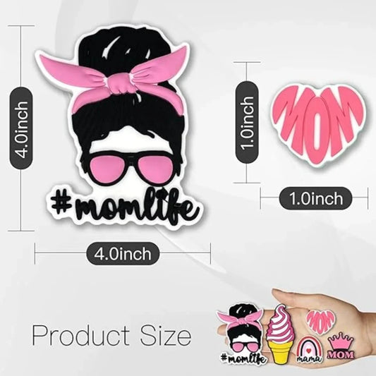 5 Pcs Mom Life Dog Summer Charms for Bogg Bag, PVC Rubber Totes Inserts Charms Accessories for Handbag Beach Tote Bag Good Vibrations