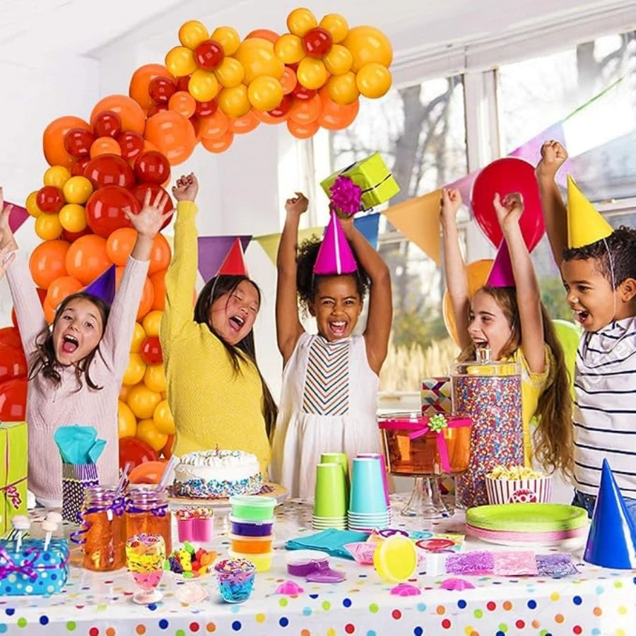 96 Pieces Set of Wedding Theme Balloon Garland Arch Set Red, Yellow and Orange Latex Party Balloon Birthday Party Romantic Wedding Decoration Good Vibrations
