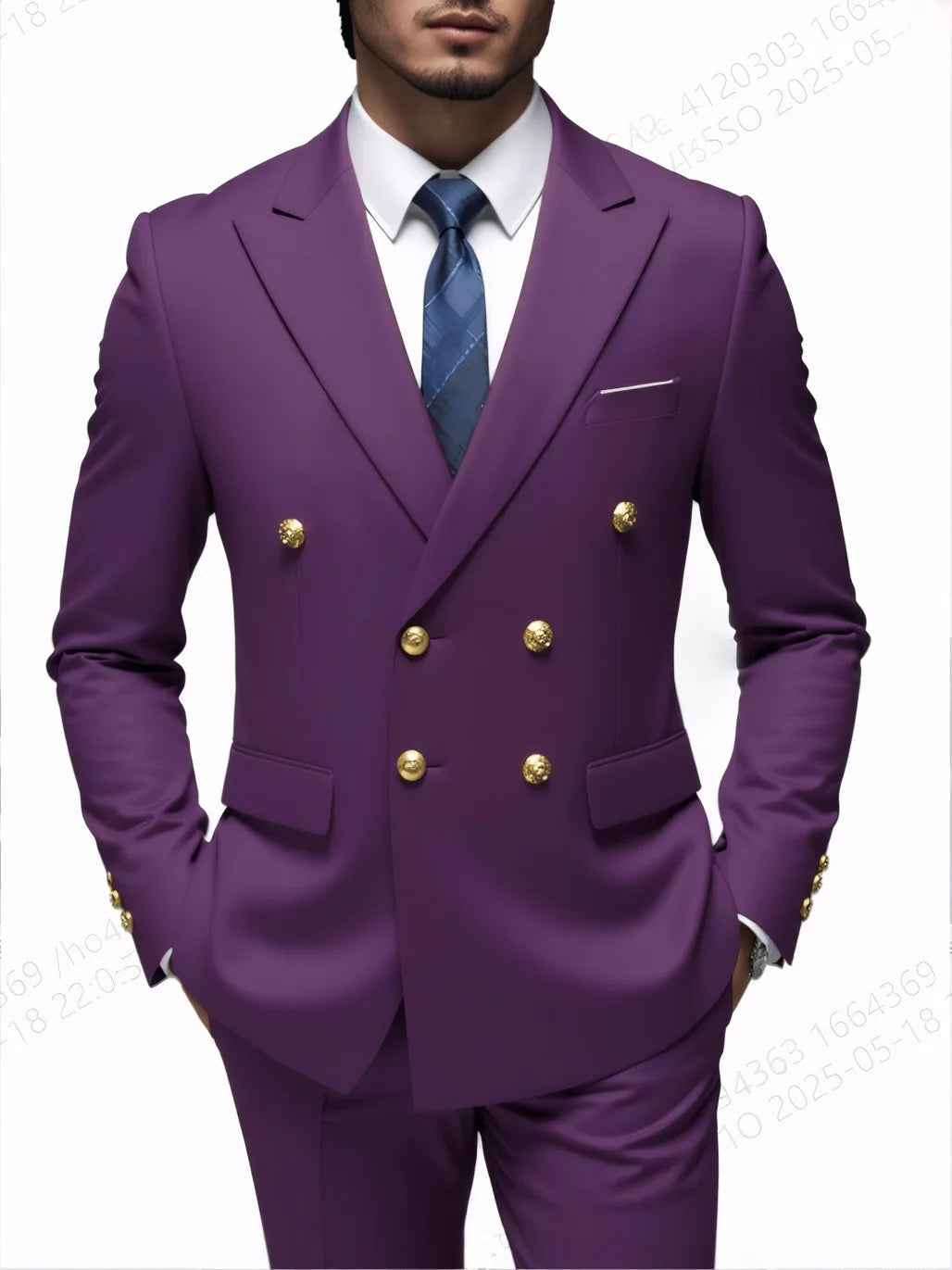 Suit (Blazer + Trousers) Men's Fashionable Gentleman Business Double-breasted Solid-color Banquet Host Casual Wedding Suit Good Vibrations
