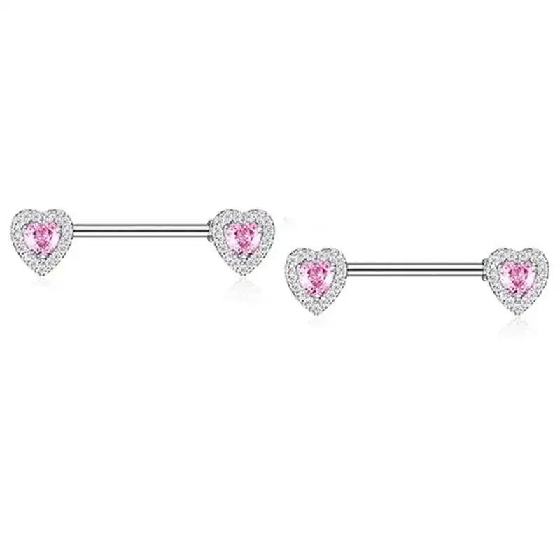 Pink Heart Nipple Piercing Barbell Set Shiny Crystal Nipple Rings Bulk For Women Flower Nippel Jewelry Pack Piercing Teton Lots Good Vibrations Adult Super Store