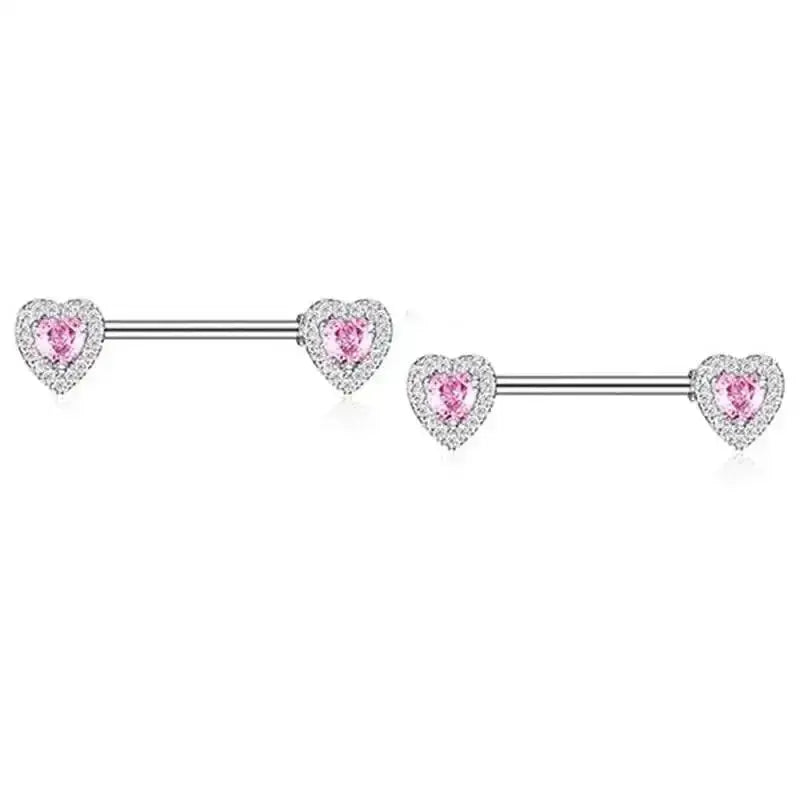 Pink Heart Nipple Piercing Barbell Set Shiny Crystal Nipple Rings Bulk For Women Flower Nippel Jewelry Pack Piercing Teton Lots Good Vibrations Adult Super Store