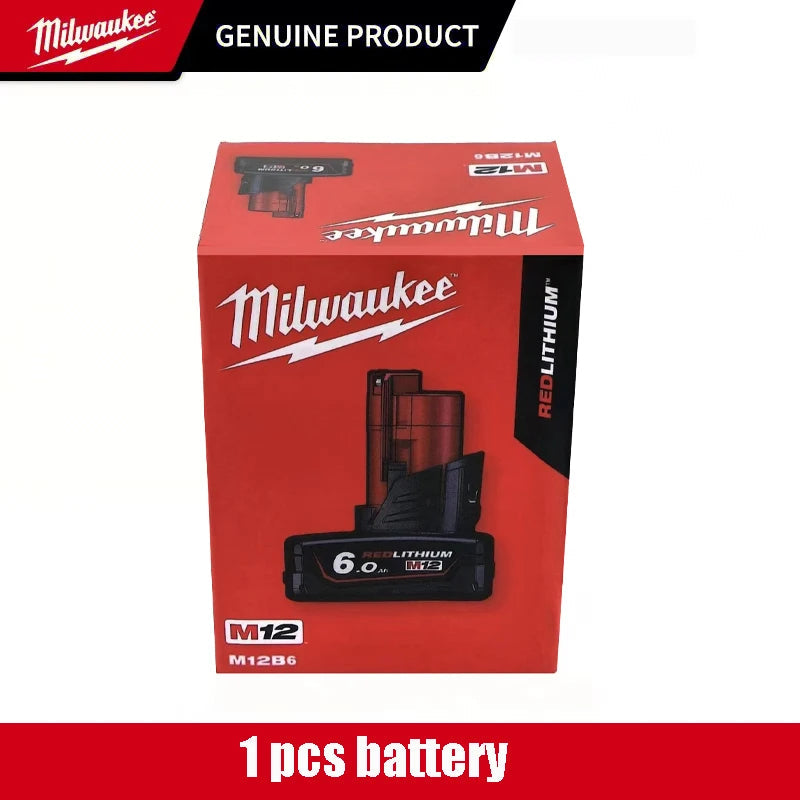 Milwaukee 12V Battery, Comes with Packaging Color Box 12V Battery M12B6 6000mAh Rechargeable tool battery M12 Hot Promotion Good Vibrations