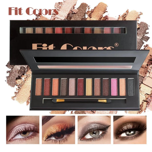 Fit Coiors 12 Color Eyeshadow Series--Best Pro Matte Pearlescent Highlight Eyeshadow Palette Makeup For Women Good Vibrations