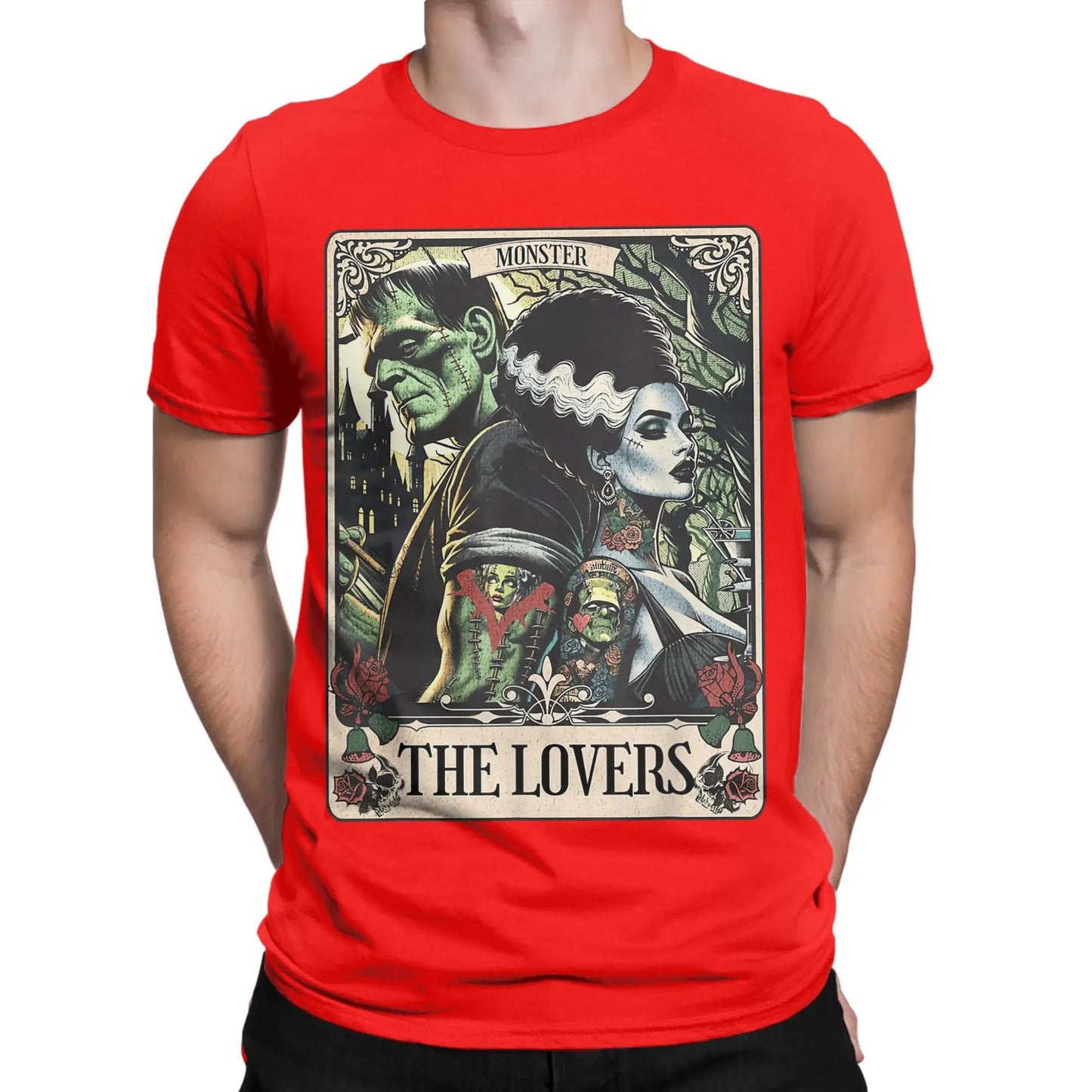 The Monster Frankenstein And Bride Men's T Shirt Humorous Tees Short Sleeve Crew Neck T-Shirt Pure Cotton Party Clothing Good Vibrations
