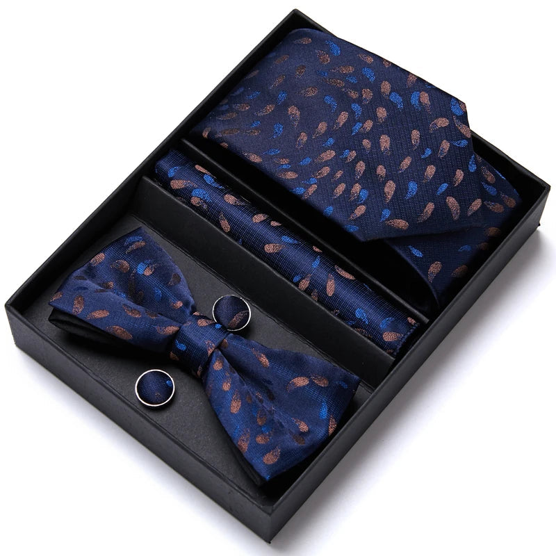Tie For Men Formal Dress Tuxedo NeckTie Handkerchief Bow Tie Set PlaisyParty Groom Wedding Butterfly Bowtie In Box Good Vibrations