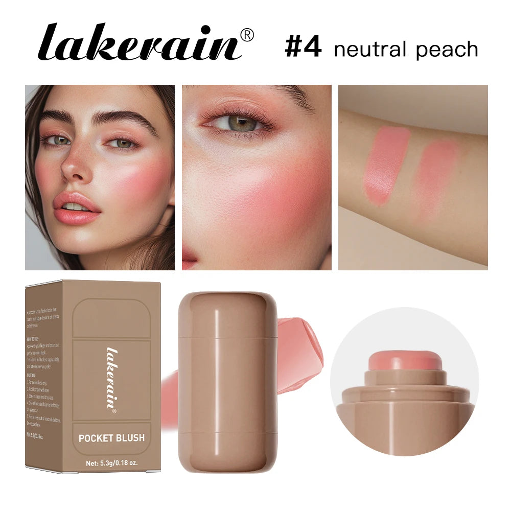 Lakerain 3in1 Cheek Lip Tinted Moistured Blush Stick Waterproof Easy Color Rouge Silky Smooth Blusher Cream Matte Contour Makeup Good Vibrations