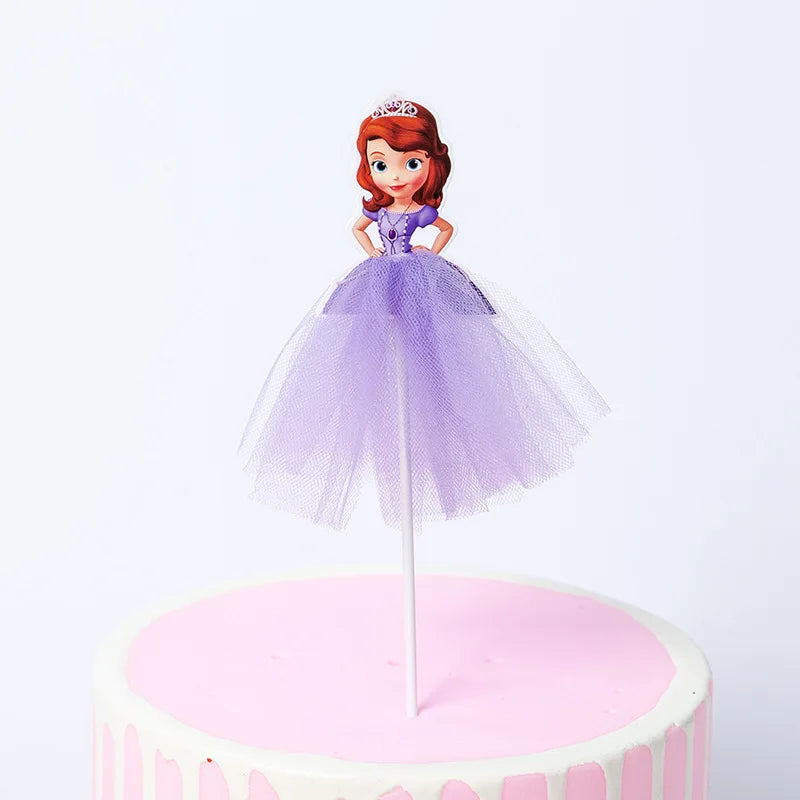 1pcs/lot Tangled Snow White Jasmine Princess Theme Birthday Party Girls Favor Decorate Tiana Beauty Beast Design Cupcake Toppers Good Vibrations