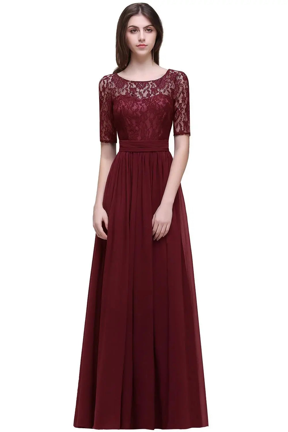 Women Plus Size Lace Chiffon Bridesmaid Dresses Long For Wedding Elegant A Line Evening Party Gown Guest Prom Vestidos De Soiree