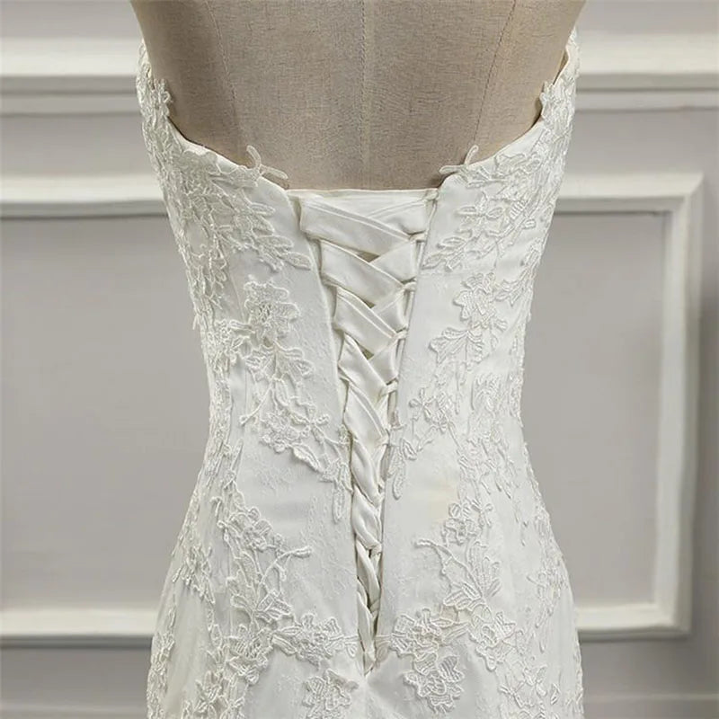 Vestidos Para Mujer Elegantes Para Boda New Strapless Slimming Fishtail Sweet Lace French Light Luxury Bride Light Wedding Dress Good Vibrations