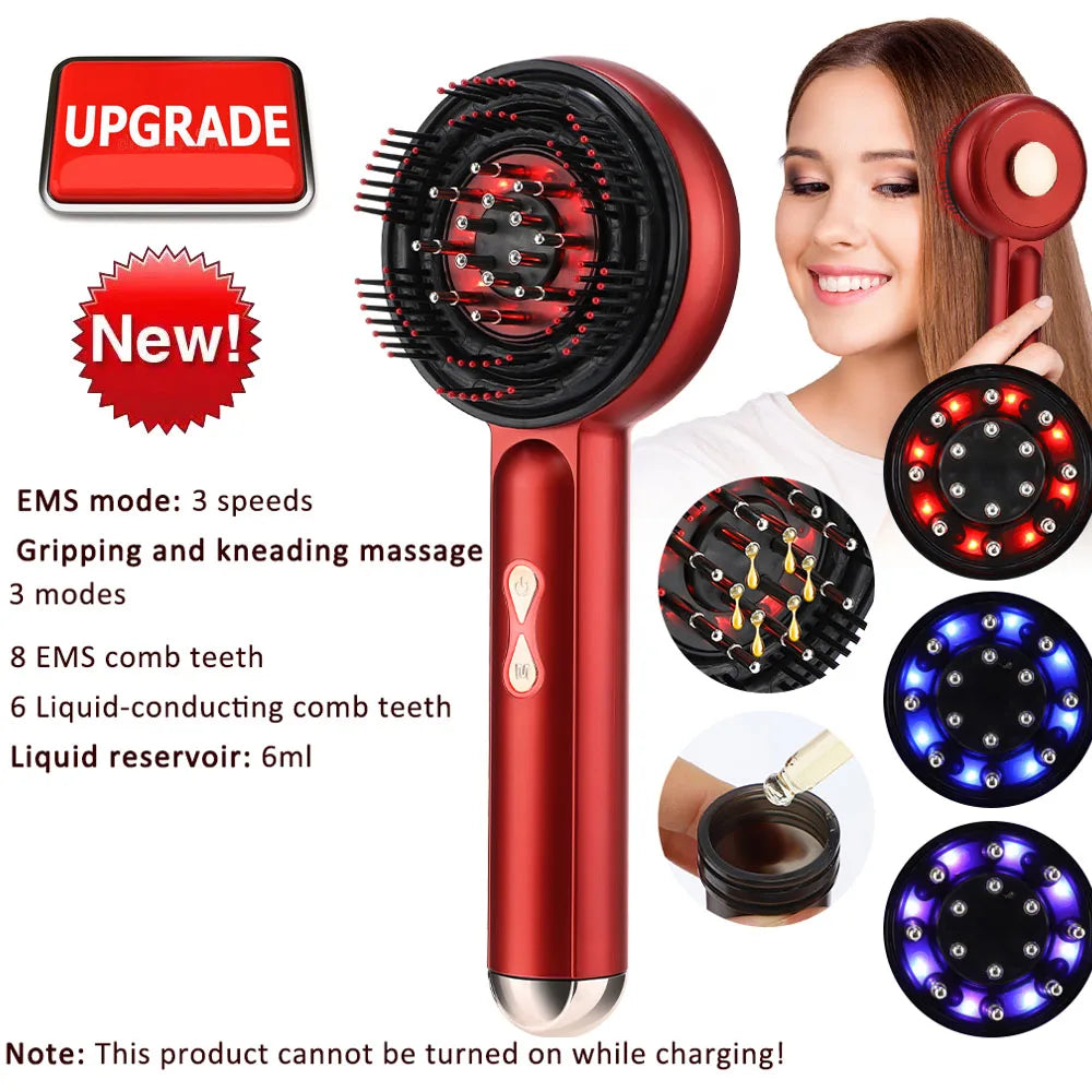 Electric Hair Regrowth Brush with Infrared Light Machine Acupoint Scalp Massage Anti-Hair Loss Exercise Hair Scrubber Combs Good Vibrations