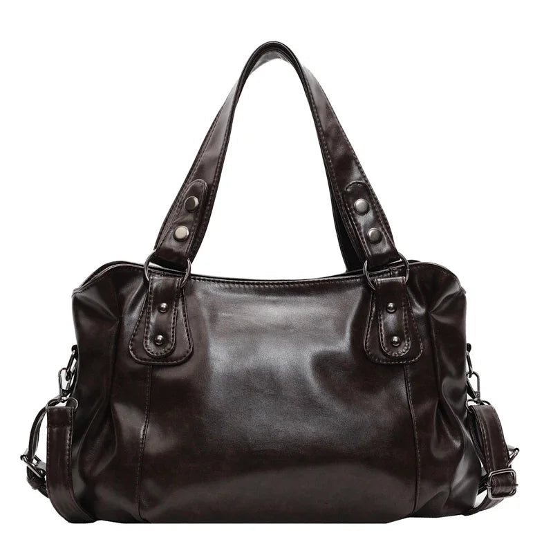 Retro Brand Roomy Shoulder Bag Female Luxury Solid Color Classic Crossbody Bag Large Capacity Style Soft PU Leather Tote Bag Good Vibrations