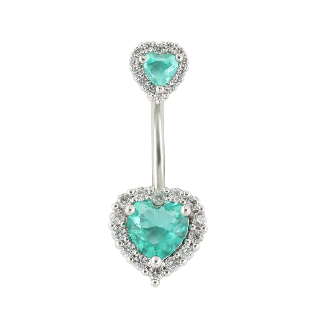 JHJT 14G Heart Belly Button Piercing Navel Ring 316L Surgical Stainless Steel CZ Belly Piercing Ombligo Jewelry for Women Good Vibrations Adult Super Store