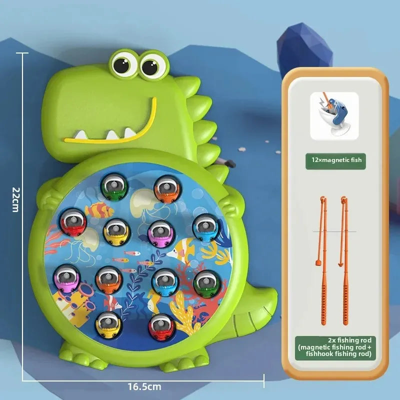 Dinosaur Simple Magnetic Fishing Toys Play Rod Game Toys for Children Baby Montessori with Rod Kids Educational Rotating Gift Good Vibrations