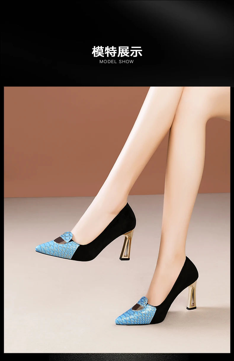 Sexy Fashion Style Women's Heeled Shoes Pointed Tip High Heels One Kick Retro Women Shoes Suede 2025 New Spring Zapatos De Mujer Good Vibrations
