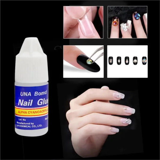 5Pcs Fast Drying Nail Art Glue Glitter UV Acrylic Rhinestones Press on Nails Strong Adhesive Nail Glue False Tips Manicure Tool Good Vibrations