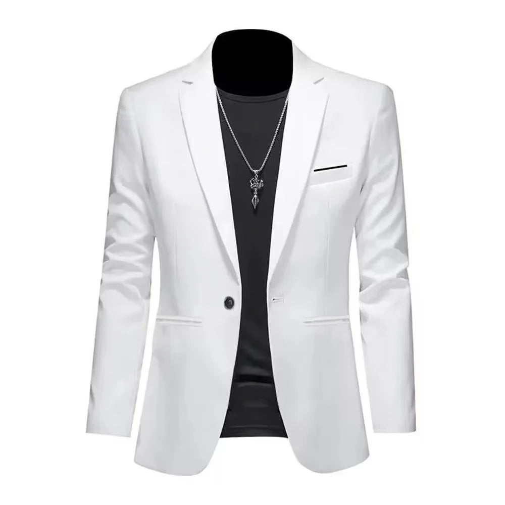 Men's Trendy Leisure Boutique Suit Jacket Autumn Casual Business Slim Fit Non-ironing Single Button Suit Solid Formal Blouse Good Vibrations