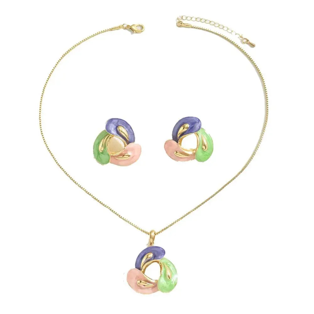 Chic Luxury Crystal Earrings Pearl Charm Rhinestone Necklace Geometric Vintage Women Jewelry Set Girls Good Vibrations