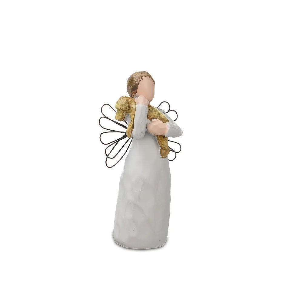 Hug Dog Cat Imitation Wood Carving Resin Handicraft Ornament Pet Parent-child Style Souvenir Craft Gift Home Desktop Decoration Good Vibrations