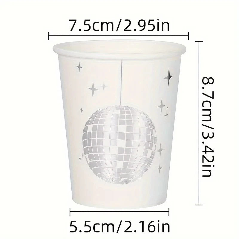 Disco Sliver Disposable Tableware Party Supplies Set Paper Plates Cups Napkins Cake Topper Kids Baby Birthday Shower Wedding Good Vibrations