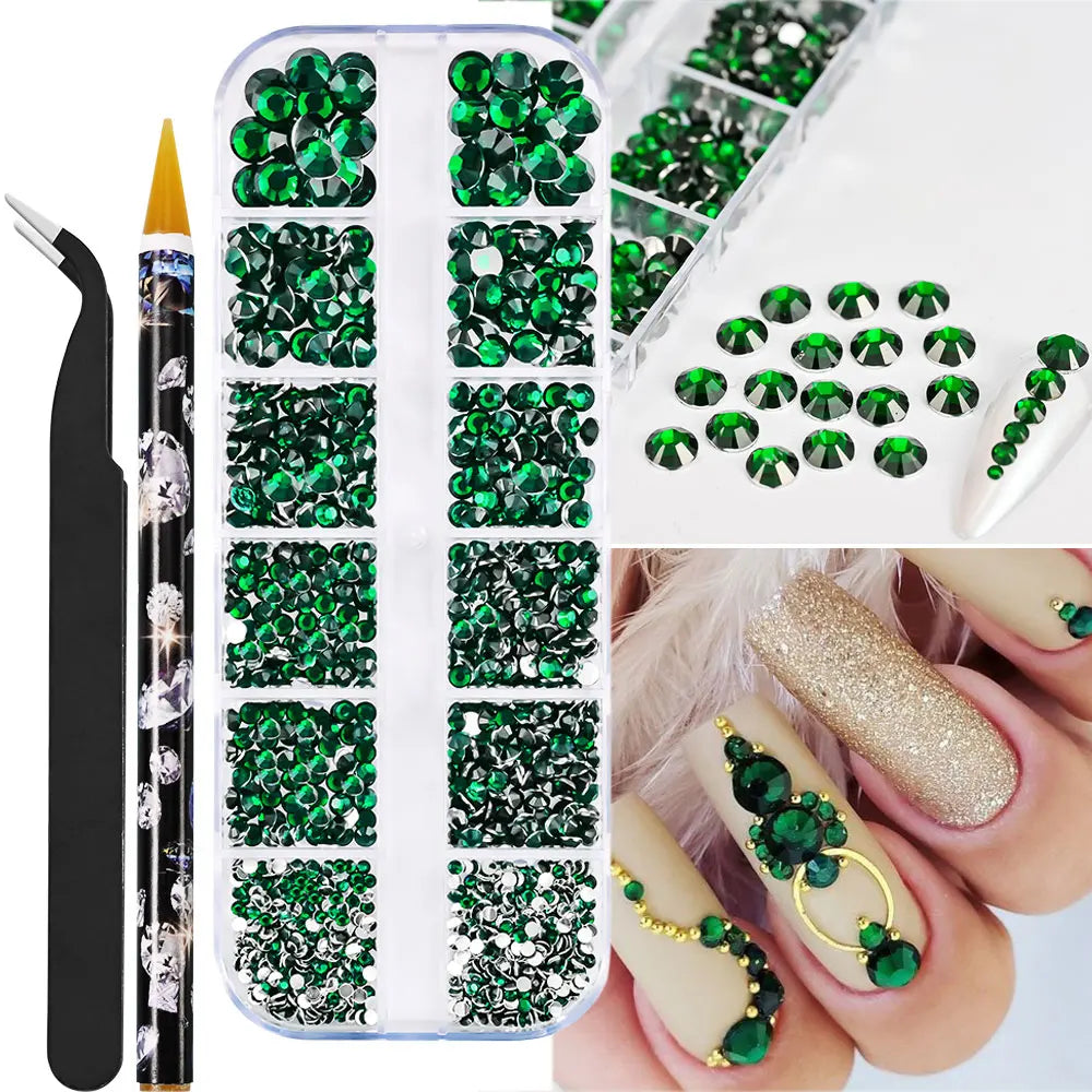 12grids Half Round Pearls Beads 3D Nail Charms 1.5/2/2.5/3/4/5mm White Flatback Pearls Nail Jewelry Nail Craft Pearl Rhinestones Good Vibrations