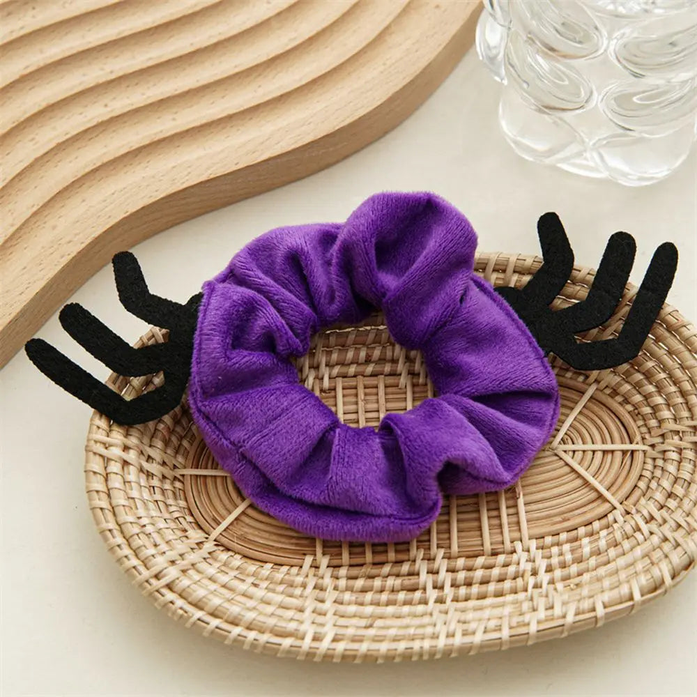 Halloween Festival Hair Accessories Cloth Christmas Elastic Hair Bands Ponytail Holder Women Hair Rope Flannel Scrunchies Good Vibrations