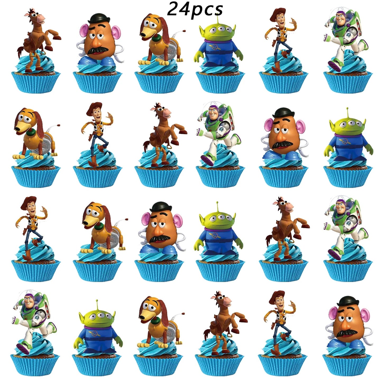 Toy Story Cake Topper、Cupcake Toppers ,Toy Story Birthday Decorations,Theme Party Supplies, Toy Story Birthday Cake Decorations Good Vibrations