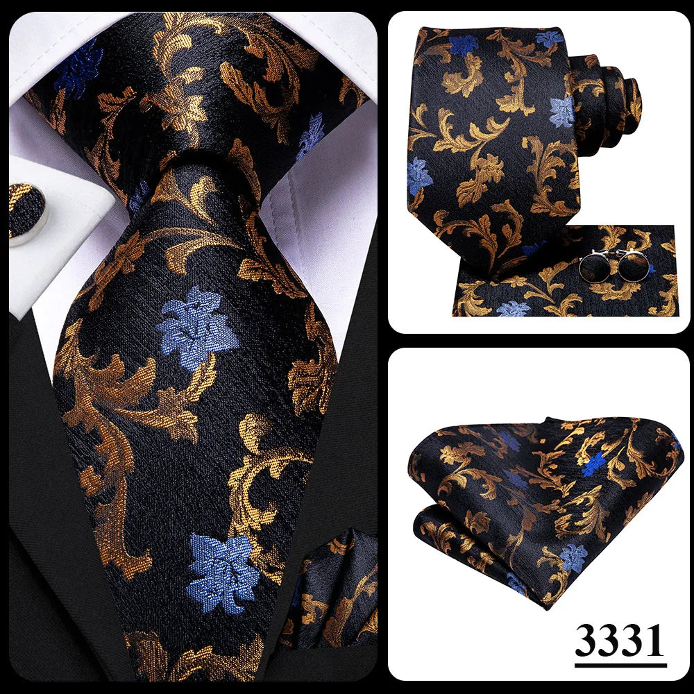 Hi-Tie 8.5cm Business Black Solid Paisley 100% Silk Men's Tie Neck Strip Ties for Men Formal Luxury Wedding Neckties Gravatas Good Vibrations