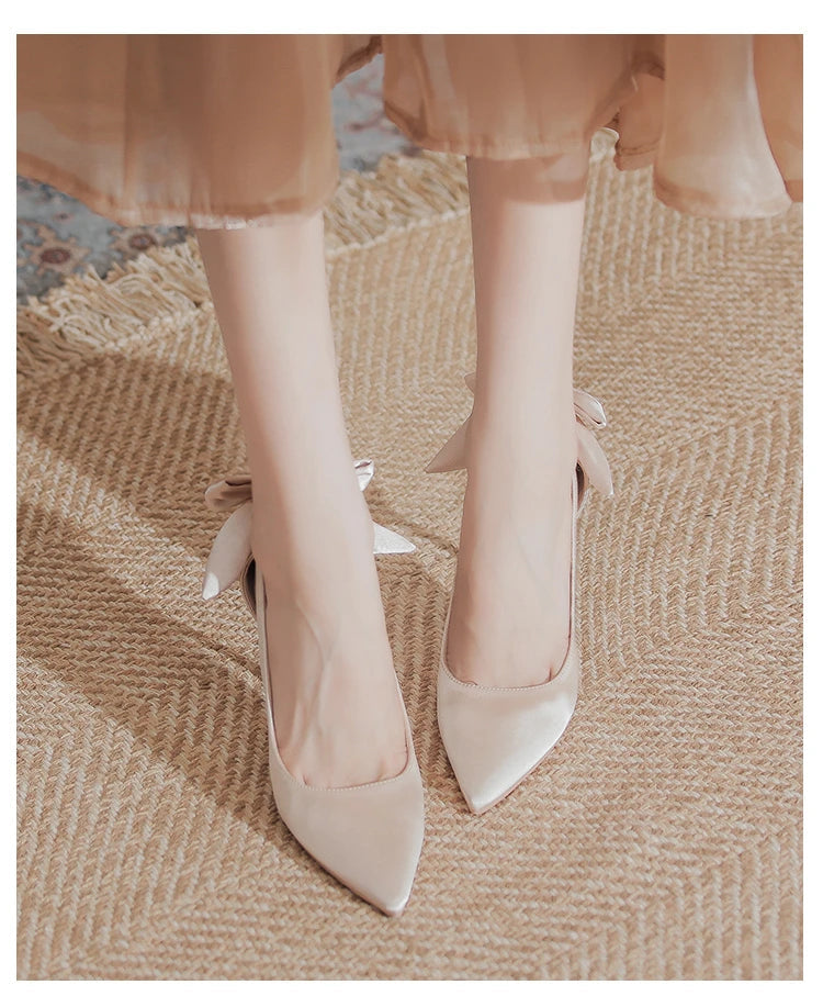 Wedding Heels Women Luxury Brand Design String Bead Pearls High Heels Ladies Sexy Elegant Pointed Toe White Black Pumps2025 Good Vibrations