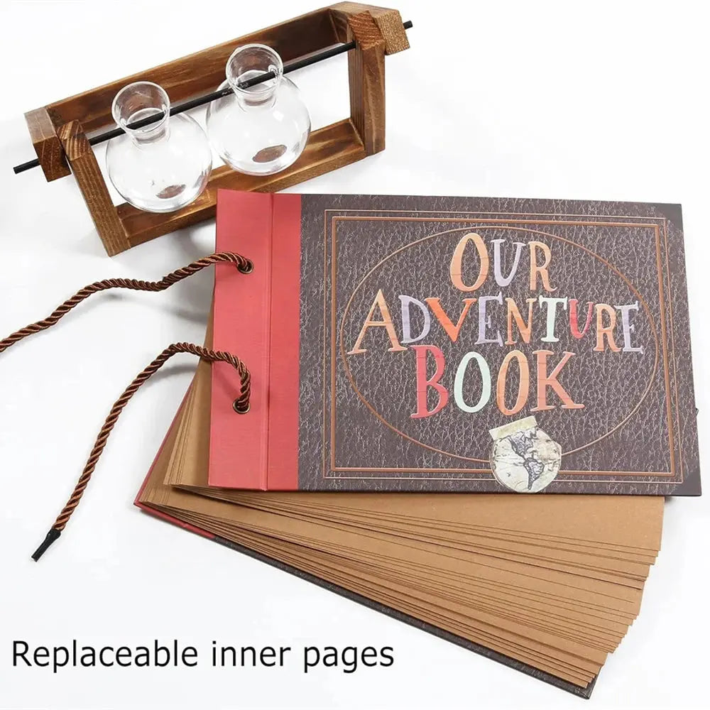 40 Pages DIY Adventure Album Photo Album Handmade Scrapbook Adventure Book Retro Kraft Album Anniversary Wedding Guest Book Good Vibrations