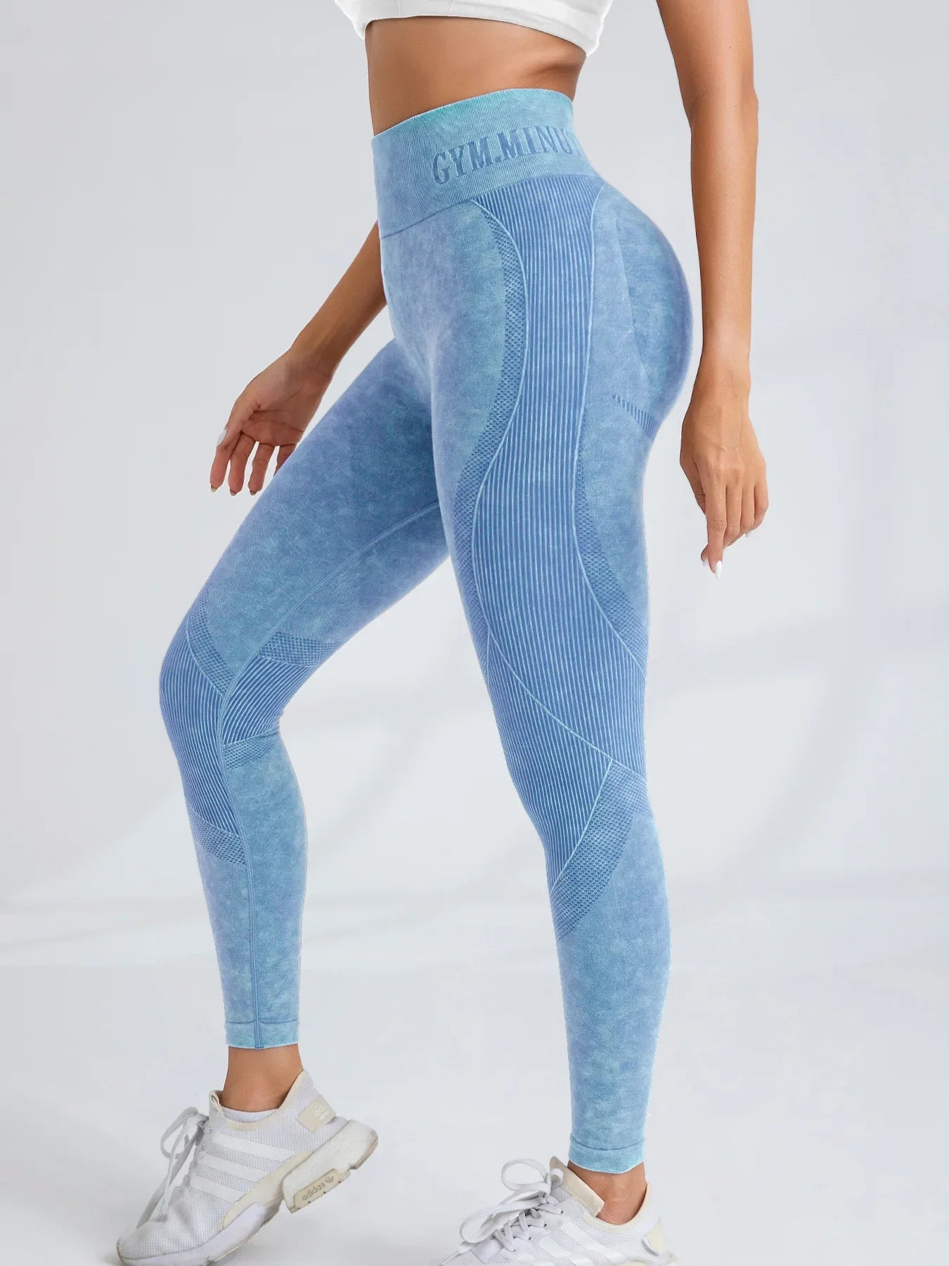 Women Seamless Gym High Waist Yoga Pants Hip Lifting Outdoor Sports Tight Waist Letter Sand Washed Pants Exercise Yoga Leggings Good Vibrations