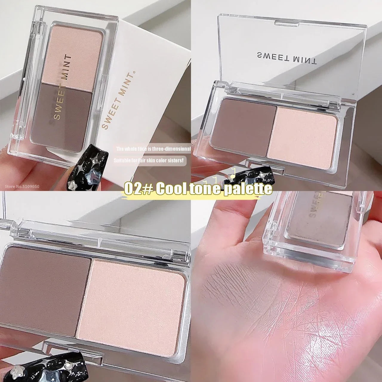 2 Color Tone Shading Shadow Powder Palette Contouring Highlighting&Bronzer Brighten Contour Three-dimensional Nose Makeup 쉐딩 팔레트 Good Vibrations