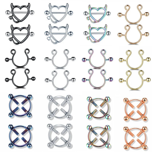 1Pair Stianless Steel Nipple Rings Piercing Jewelry Wholesale Women Sexy Clips Nipple Ring Clamps Pierced  Body Jewelry Good Vibrations Adult Super Store