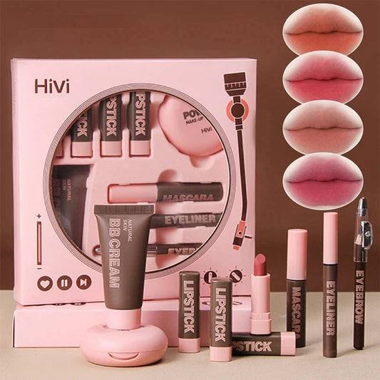 HiVi Makeup Gift Box Powder Glue Record Limited Lipstick Powder Makeup gift box set Valentine's Day gift for your wife Good Vibrations