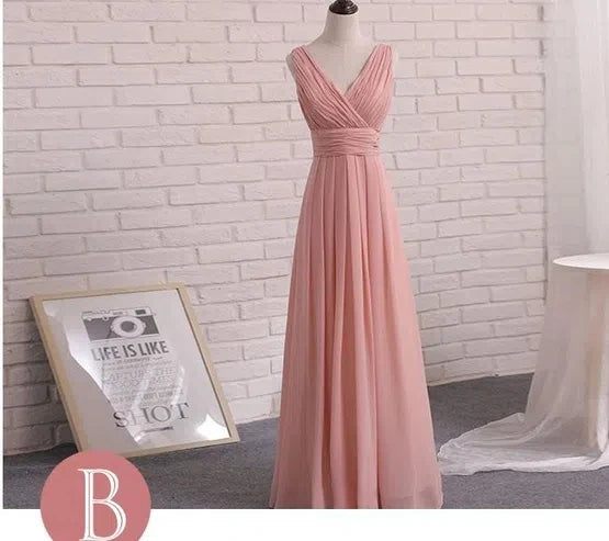 Customized Chiffon Dusty Pink Bridesmaid Dress Wedding Party Gowns Sweet Memory Bride Robes Formal Gowns For Long Prom Dresses Good Vibrations