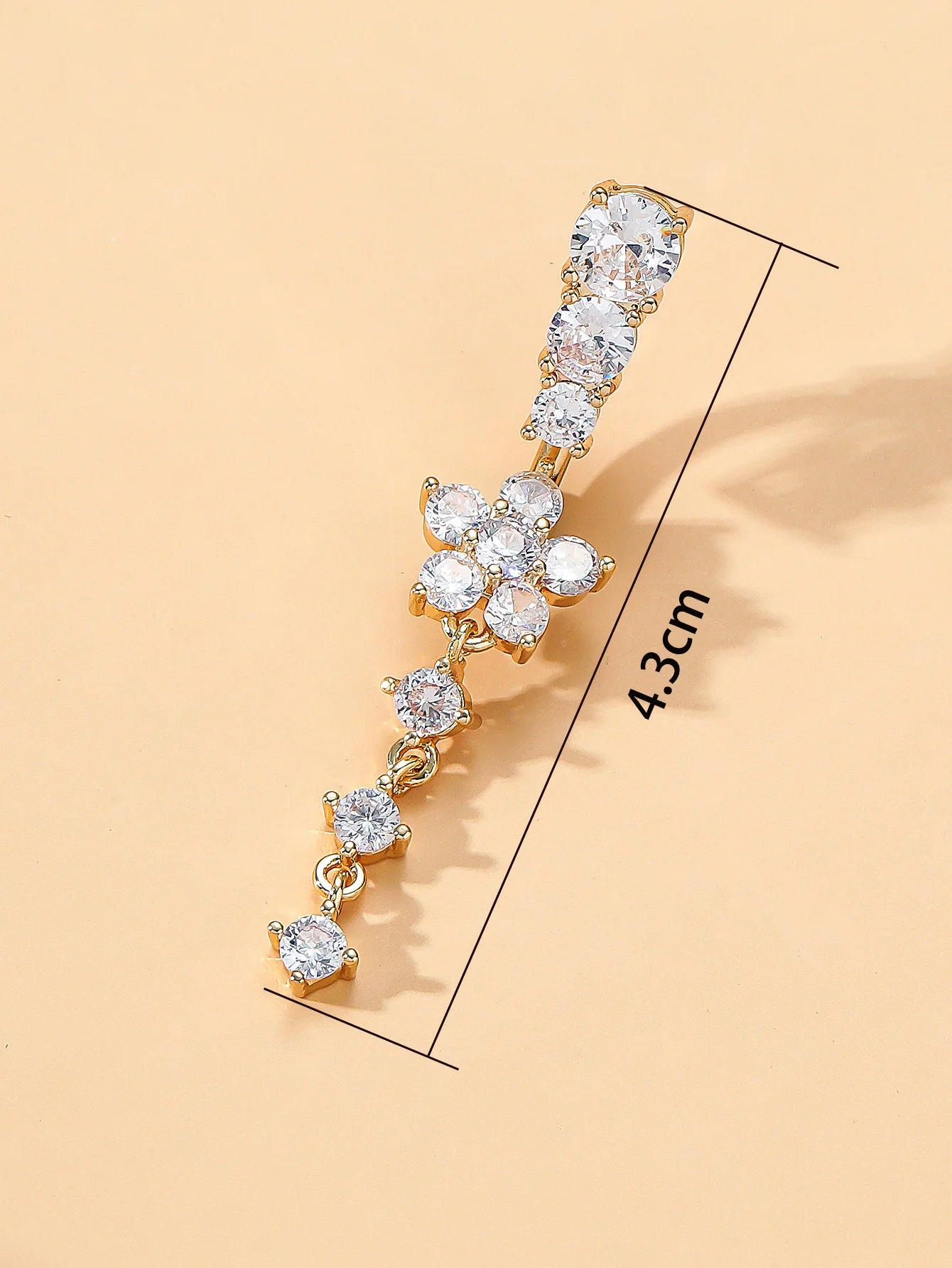 Gold Color Stainless Steel Belly Button Ring Long Dangled Flower CZ Crystal Navel Belly Piercing Rings for Women Sexy Jewelry Good Vibrations Adult Super Store