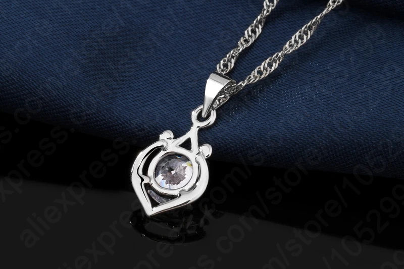 Charming Luxury Elegant Rhinestone Pendant Jewelry Set Include 925 Sterling Silver Necklace/Earring Sets Good Vibrations