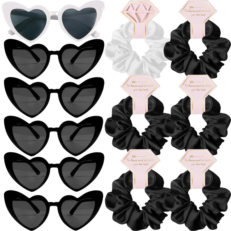 Bridesmaid Satin Scrunchies Bachelorette Hair Ties Sunglasses Set Bridesmaid Gifts Wedding Bridal Shower Favors Proposal Gifts Good Vibrations