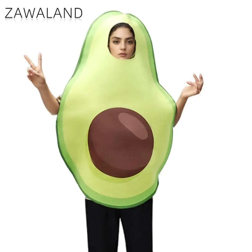 Zawaland Couple Avocado Costume Fruit Food Cosplay Disguise Wear Woman Man Carnival Purim Party Clothes Stage Performance Outfit Good Vibrations