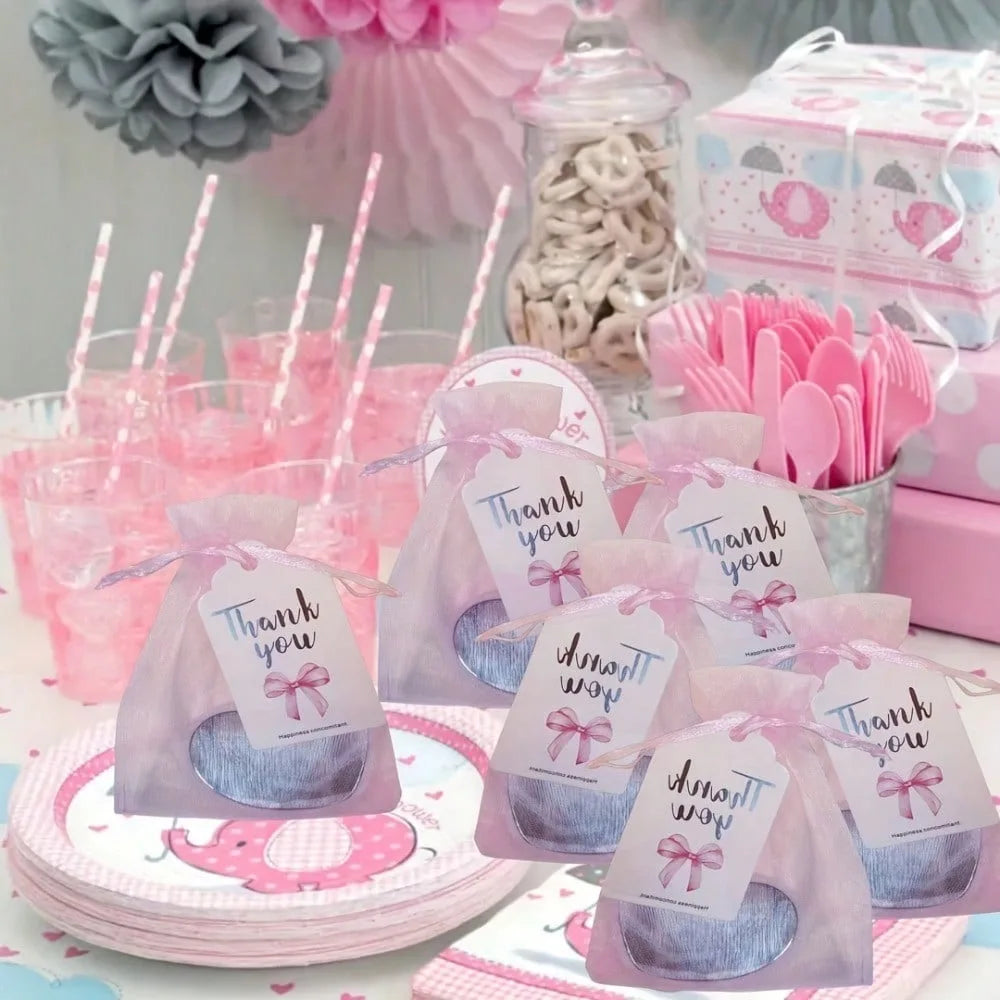 12 sets -36 pieces gift set, pink heart-shaped makeup mirror, pink gauze bag and thank-you card, wedding and party gift Good Vibrations