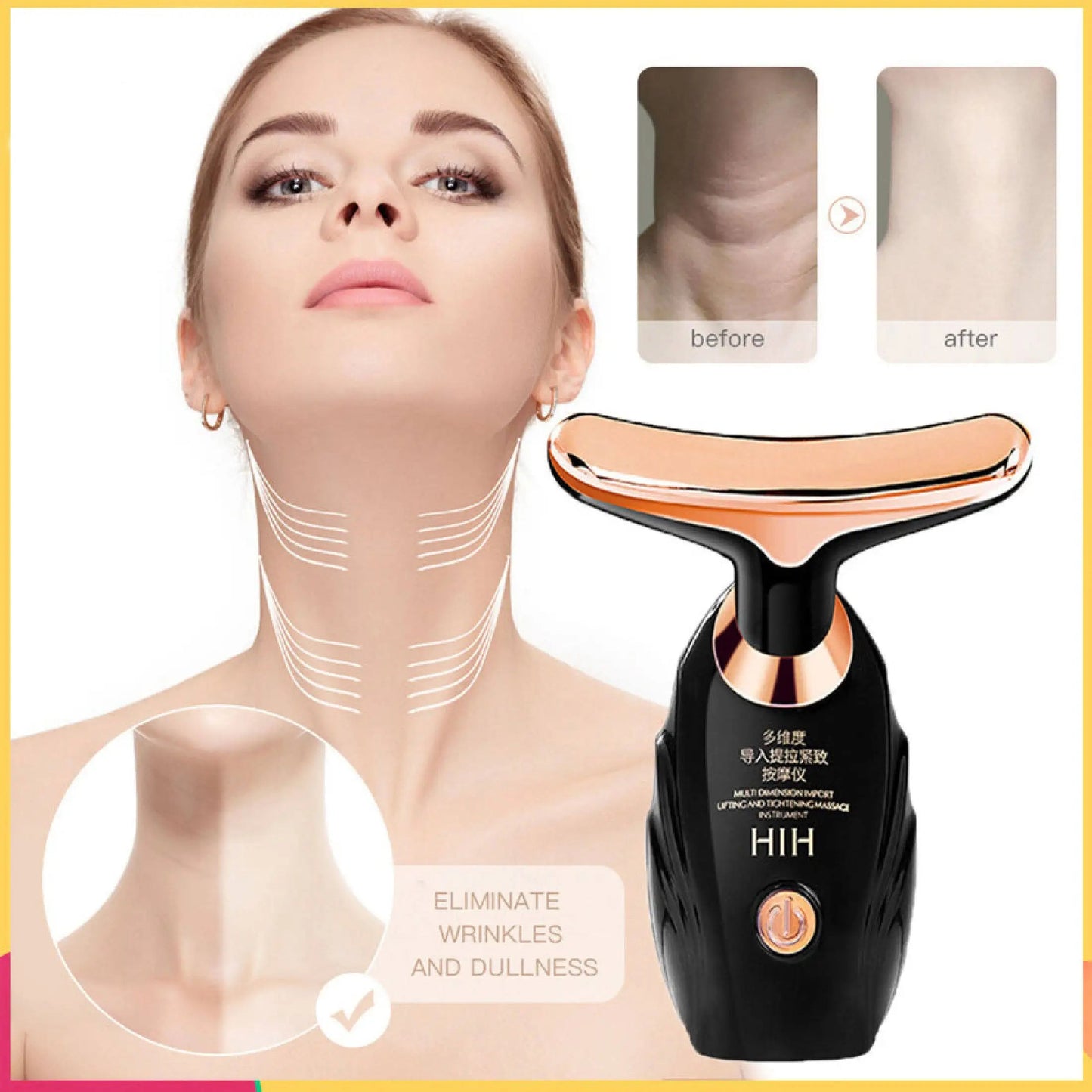 Face Massager 3 In 1 Neck Facial Eye Massage Introducer Microcurrent Skin Rejuvenation Anti Aging Beauty Device Beauty Tools Good Vibrations Adult Super Store