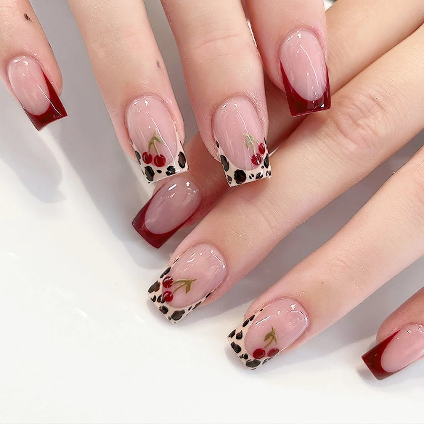 24Pcs Pink French Style Fake Nails 3D Bowknot Designs Short Square Press on Nails Sweet Korean Fashion False Nail for Women Girl Good Vibrations