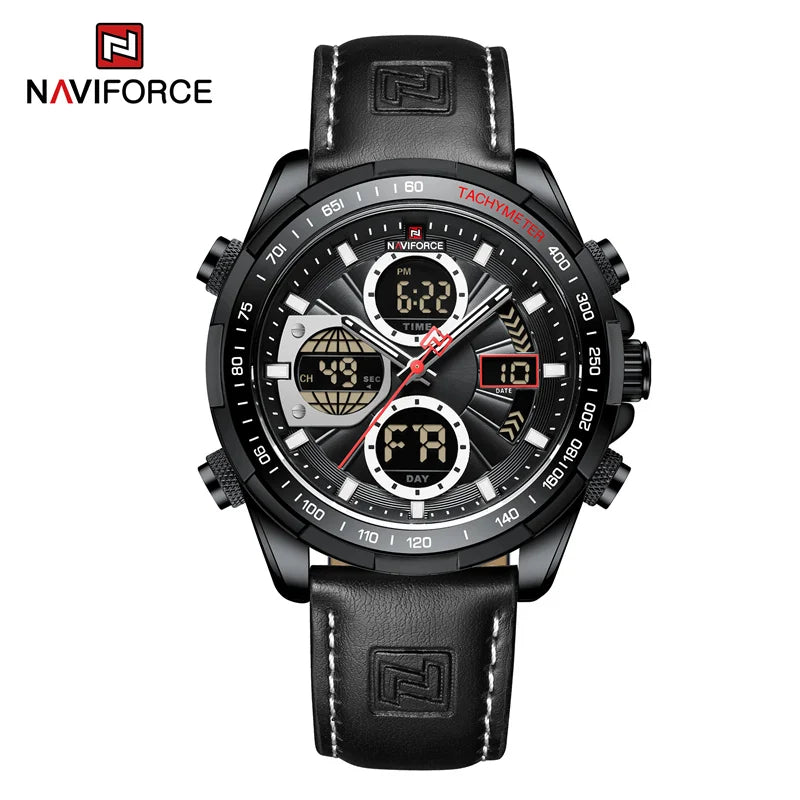 New NAVIFORCE Watches for Men Leather Mens Military Sport Waterproof Watch Quartz WristWatch Chronograph Male Clock Good Vibrations