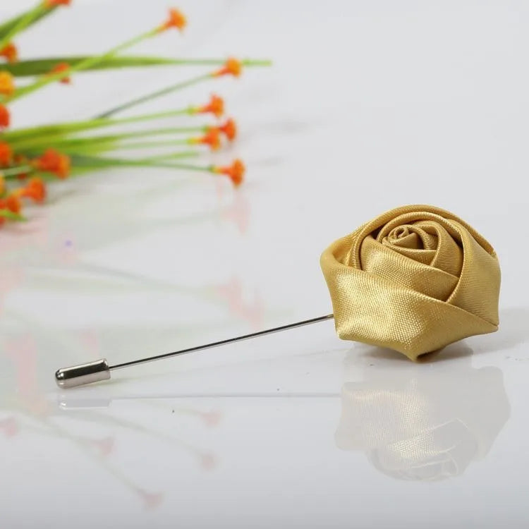 Men Boutonnieres for Wedding Groom Corsage Lapel Pins Ribbon Roses Flower Mensuit Buttonhole Brooch Marriage Accessories Good Vibrations